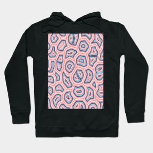 Blue and Coral Groovy Liquid Marble Swirls Hoodie